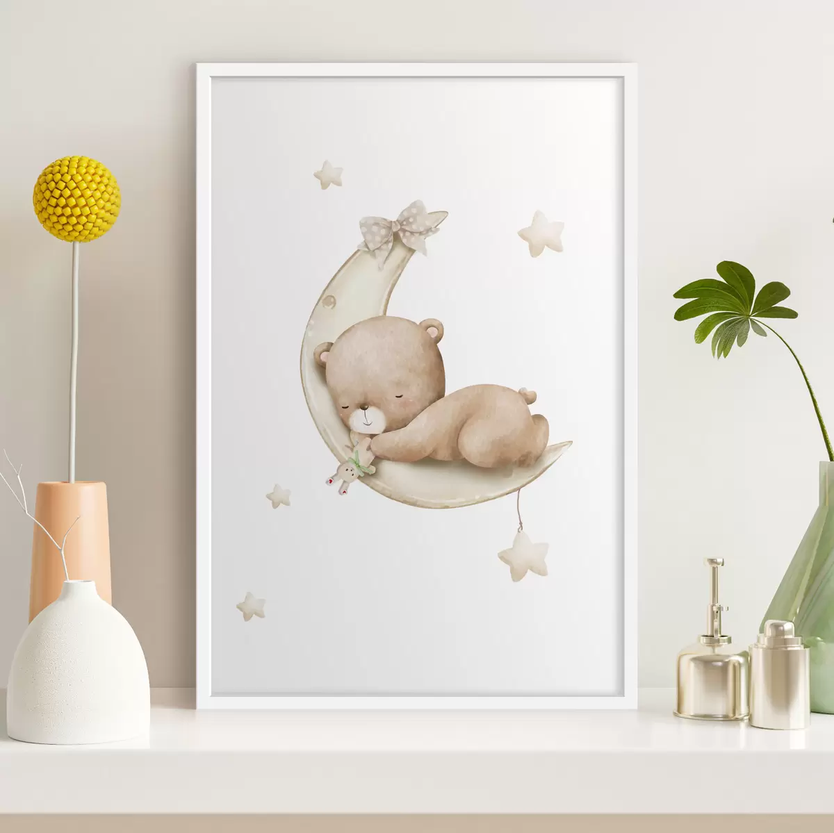 Poster Osito adorable soñando en la luna f37917