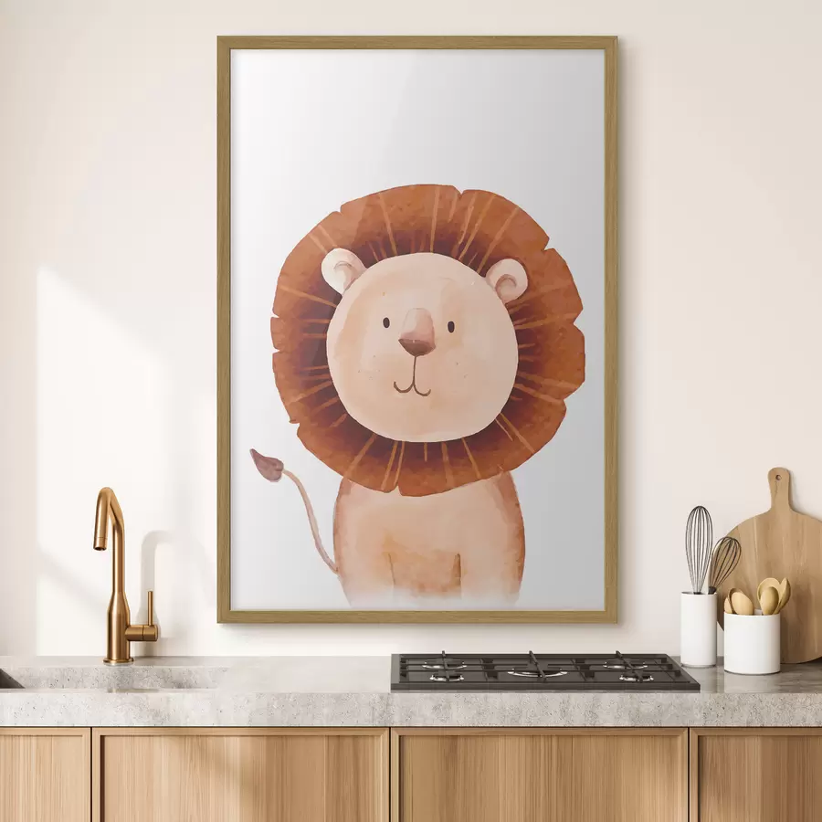 murales de pared Lion lindo con una sonrisa amigable f37921