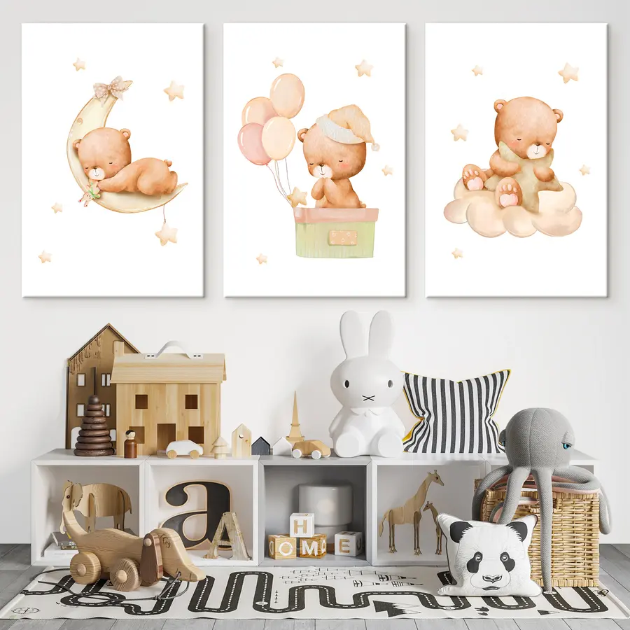 murales de pared Ositos de peluche disfrutando de sus momentos de ensueño m00296