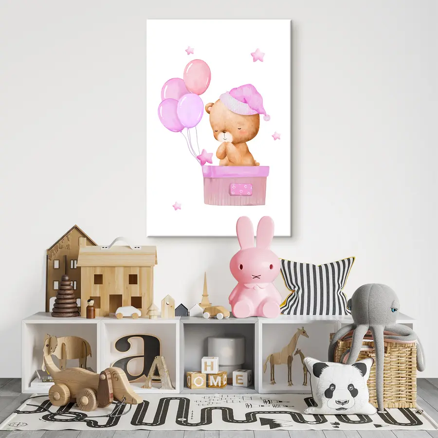 murales de pared Simpático oso celebrando con globos s37918v2