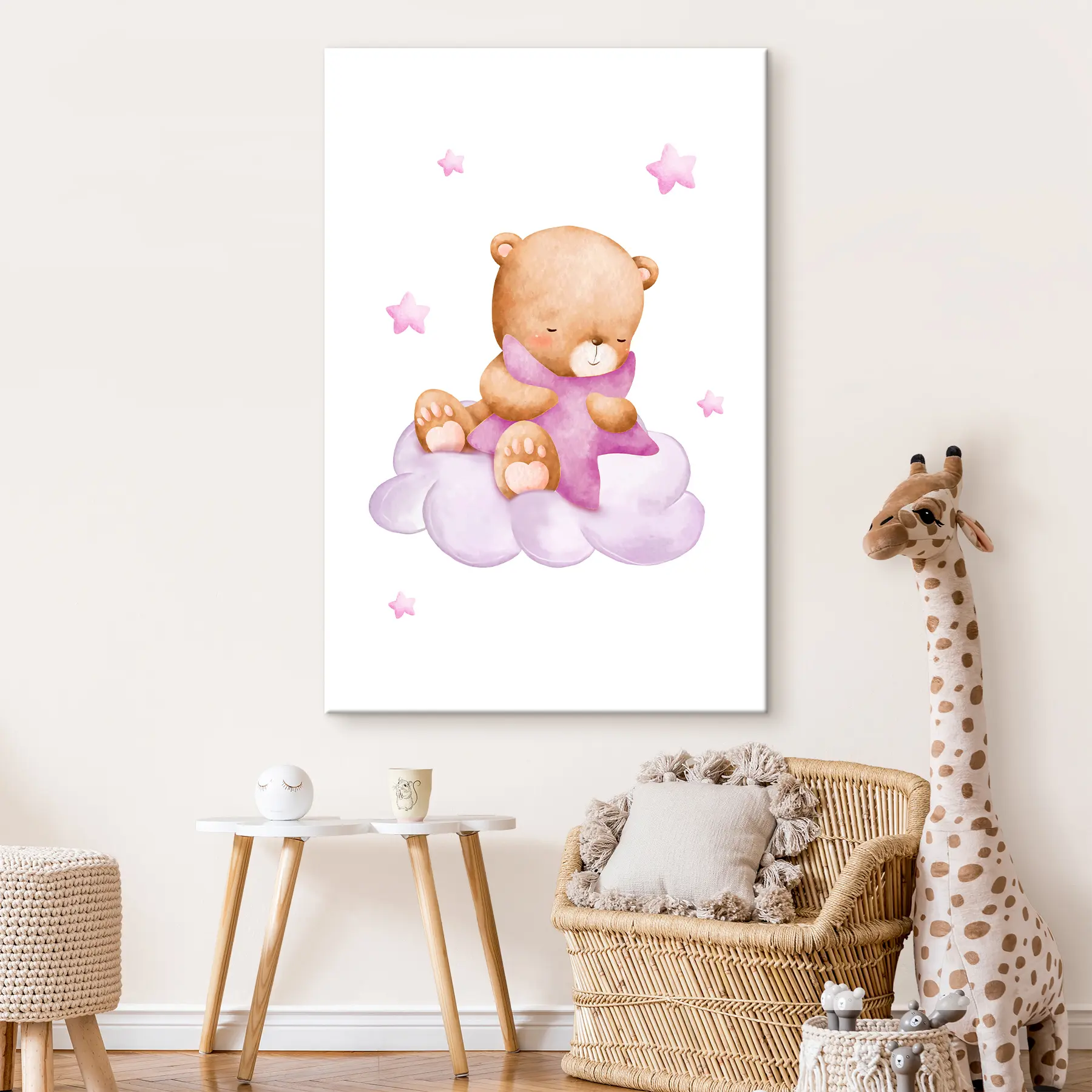 murales de pared Acogedor oso soñando en una nube s37919v2