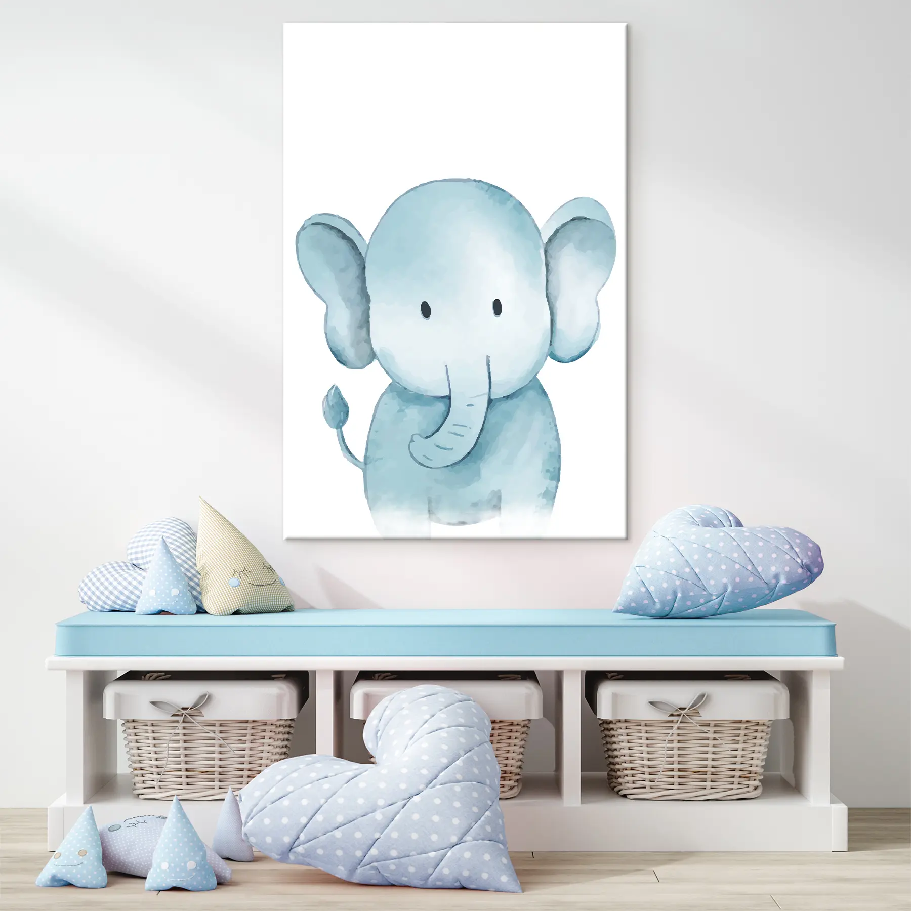 murales de pared Simpática ilustración de un elefante azul s37922