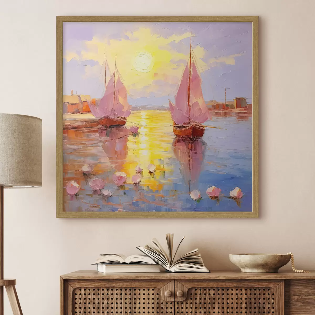 Poster Navegando hacia un vibrante atardecer f37881