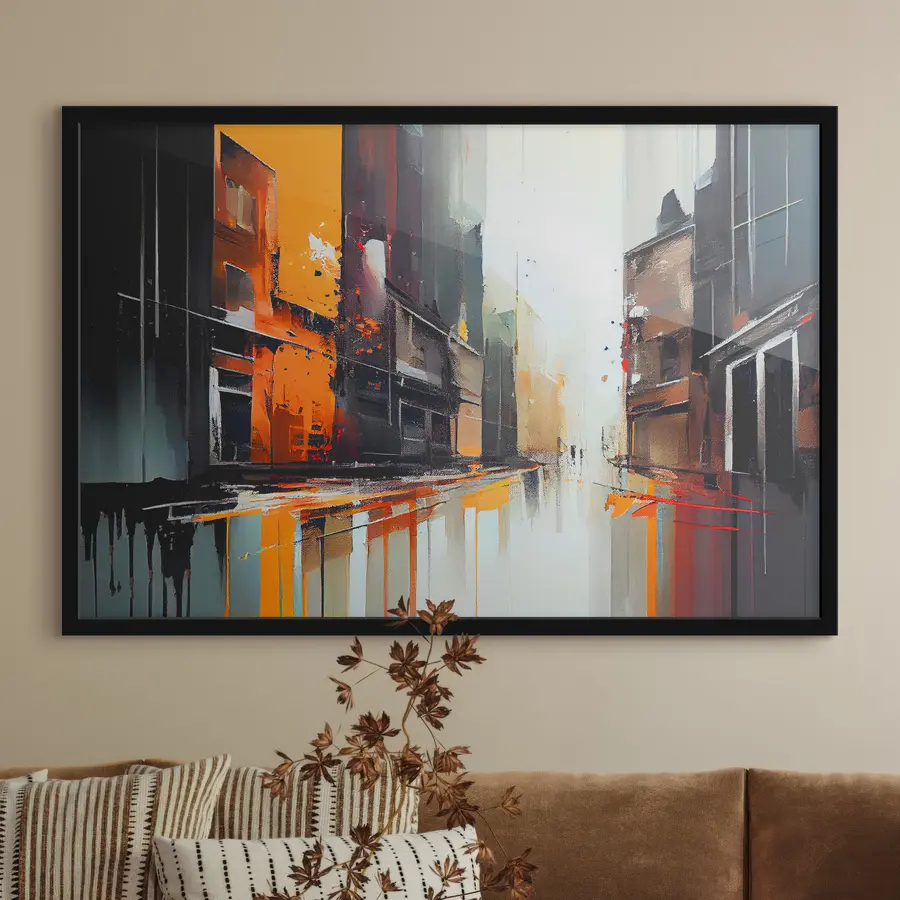 murales de pared Paisaje urbano vibrante con superficies reflectantes f37899
