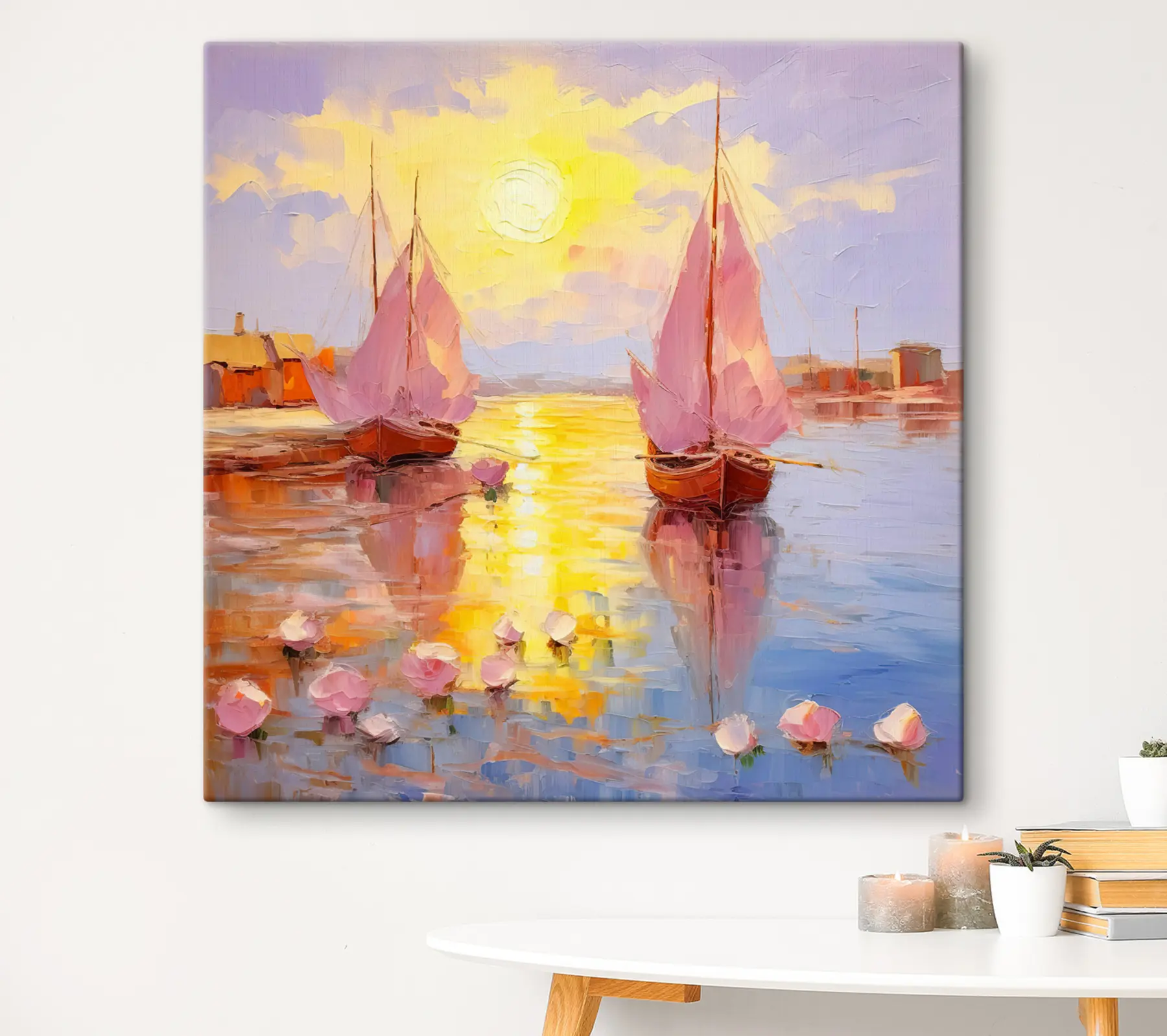 murales de pared Serena puesta de sol con veleros s37881