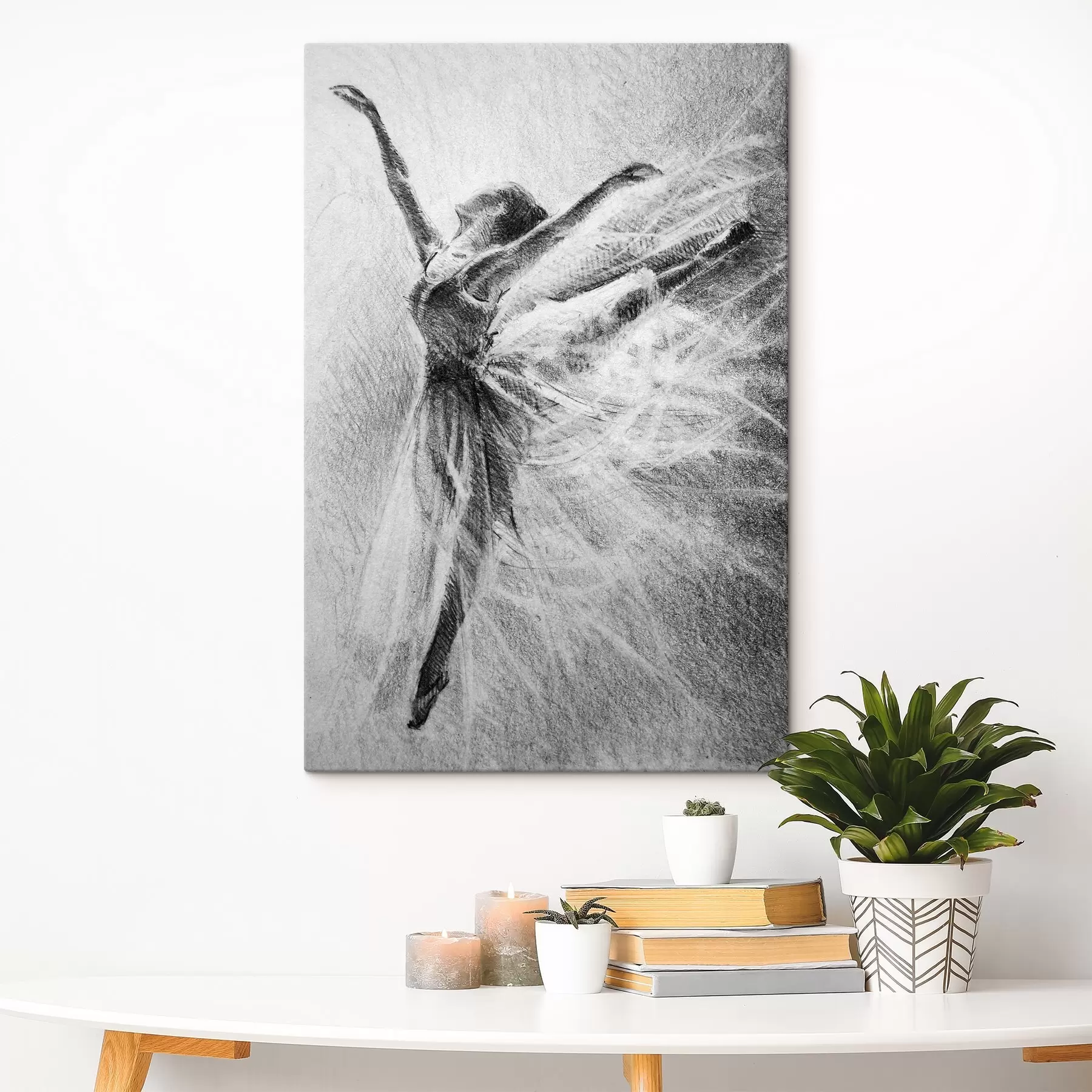 murales de pared Elegante movimiento capturado en arte al carboncillo s37895