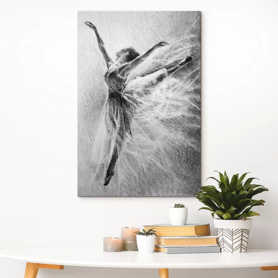 murales de pared Elegante movimiento capturado en arte al carboncillo s37895