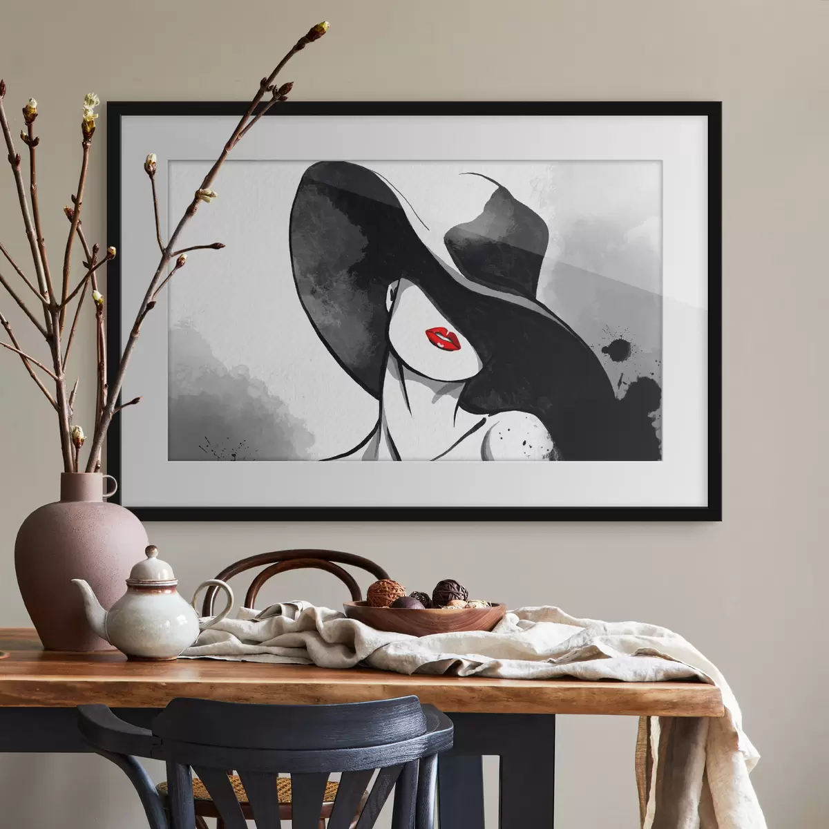 Poster Elegancia misteriosa en tonos monocromáticos f37745