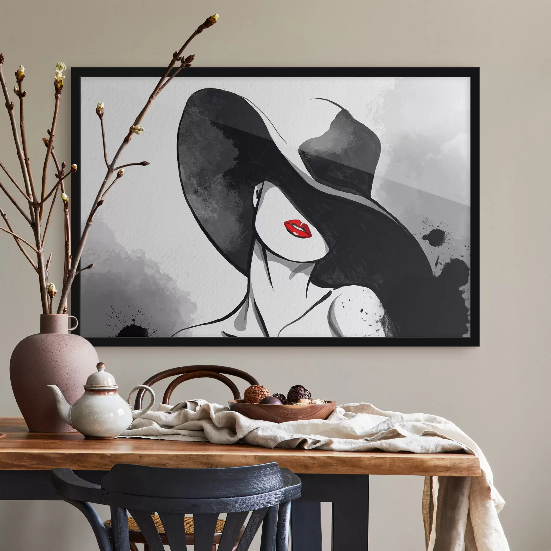 murales de pared Elegancia misteriosa en tonos monocromáticos f37745