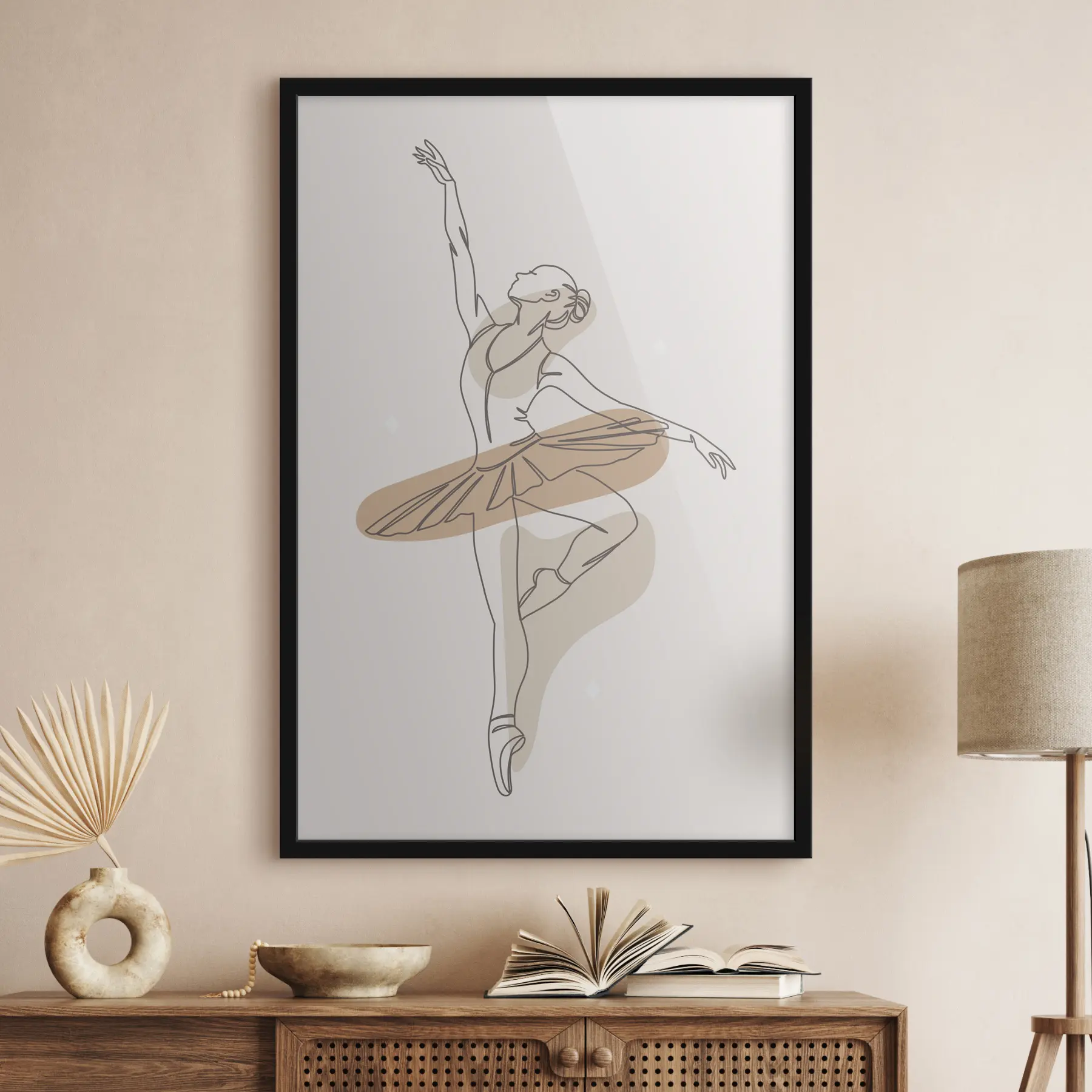 murales de pared Chica bailarina estilo boho minimalismo líneas. f38078