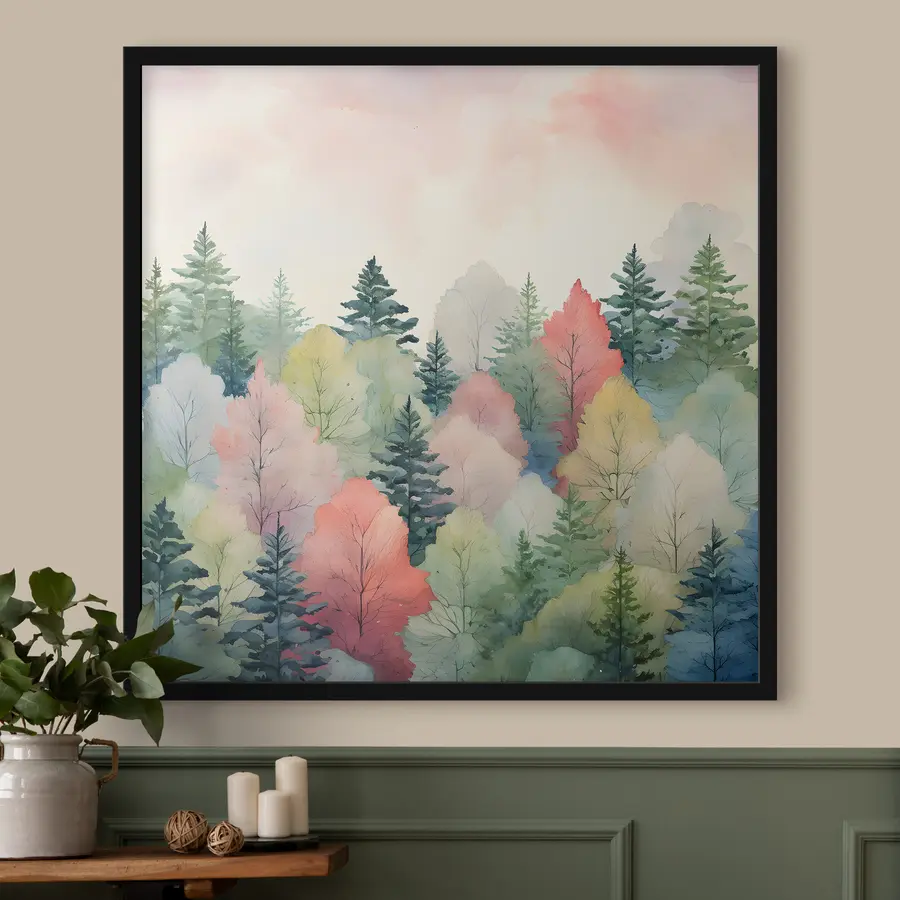 murales de pared Bosque colorido f38055