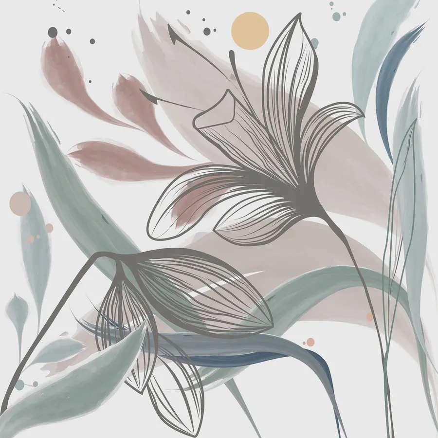 murales de pared Dos flores grandes sobre fondo claro w00411