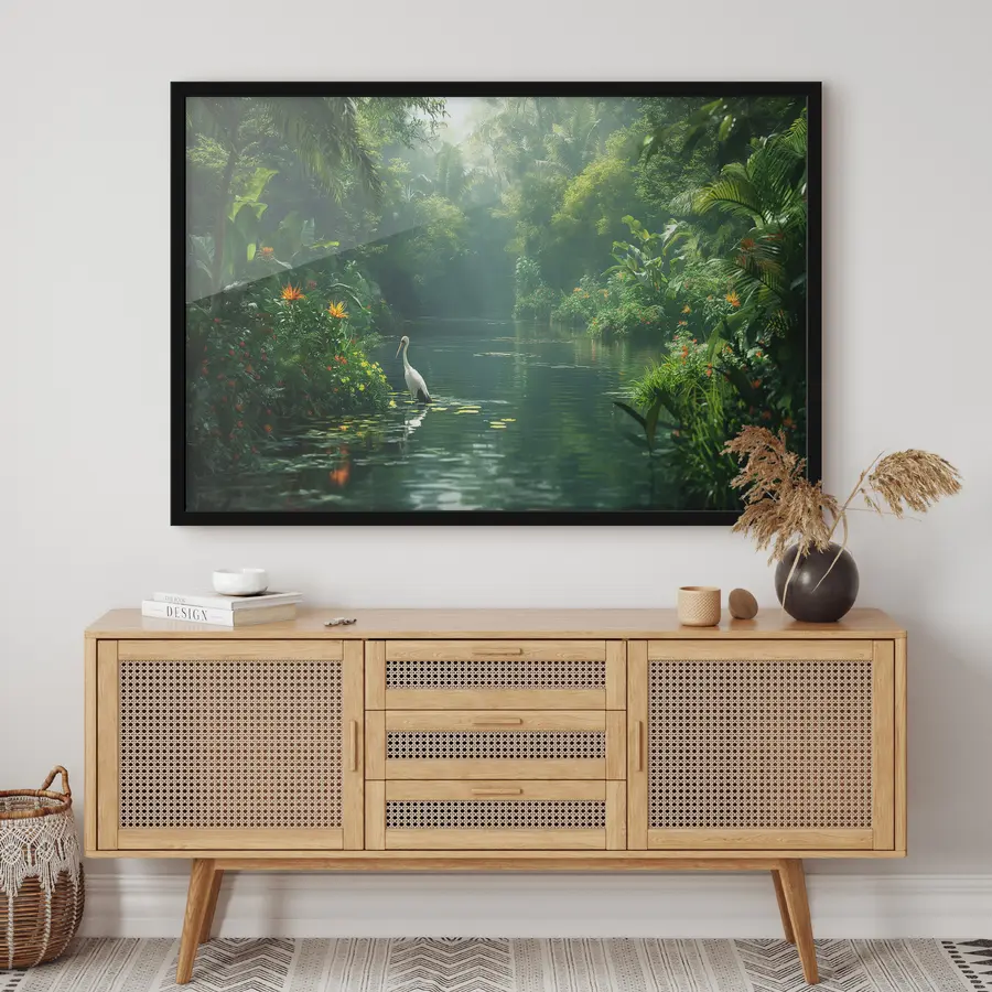 murales de pared Lago en el bosque tropical f38091