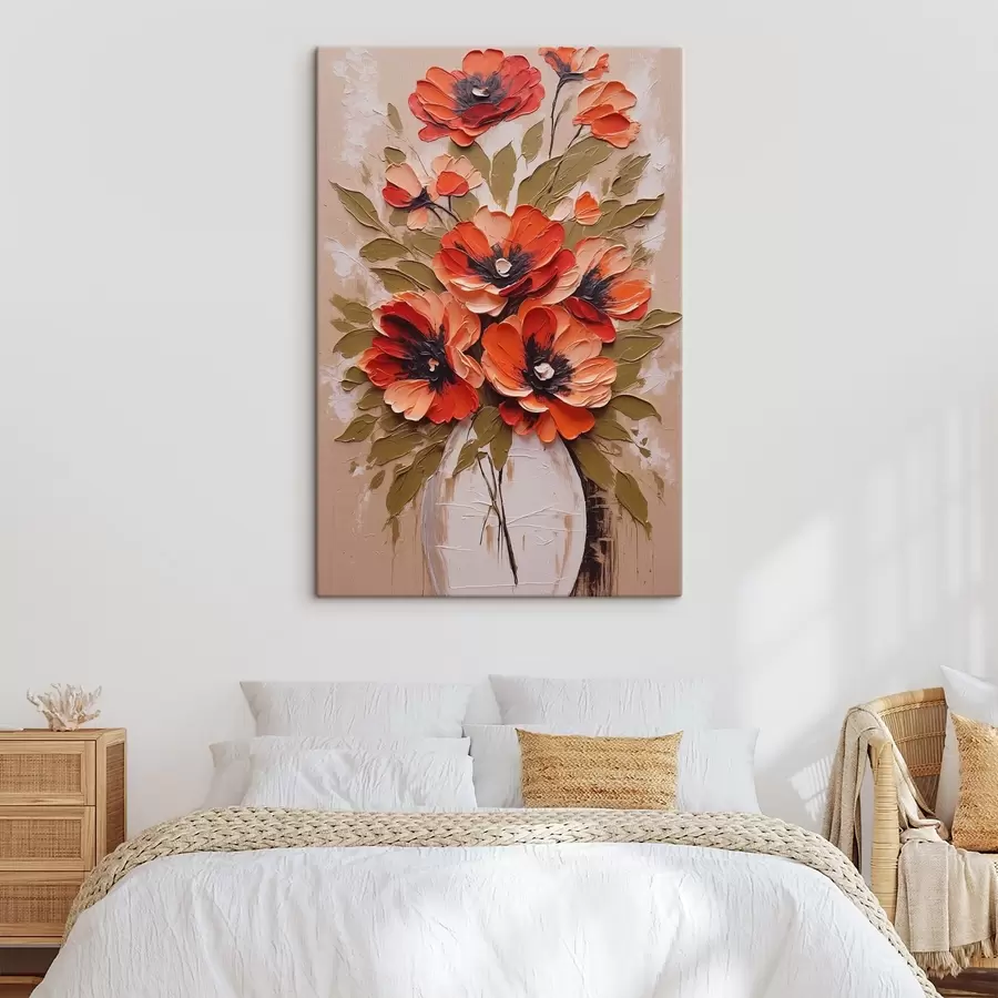 murales de pared Flores en jarrón blanco sobre fondo rosa s38176