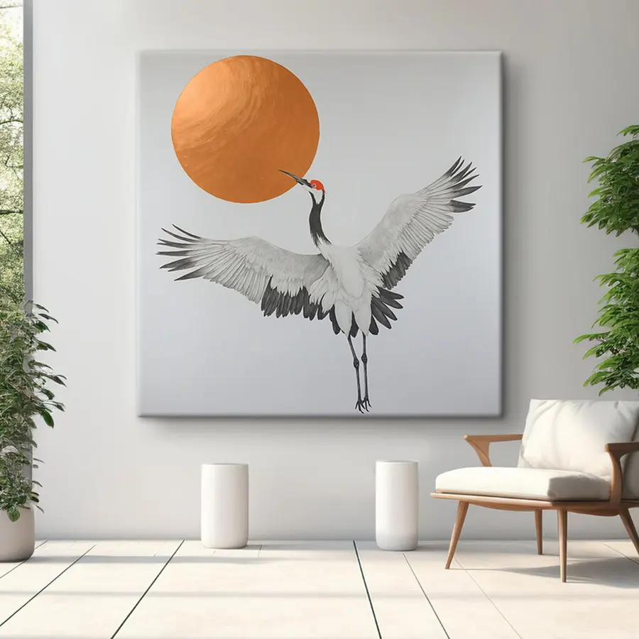 murales de pared Grúa volando hacia el sol s38195