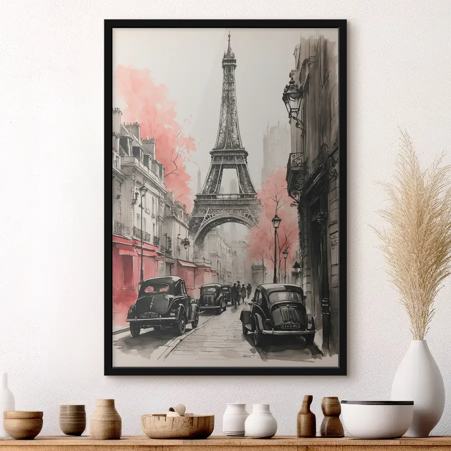 murales de pared París del siglo pasado en colores blanco y negro. f38178