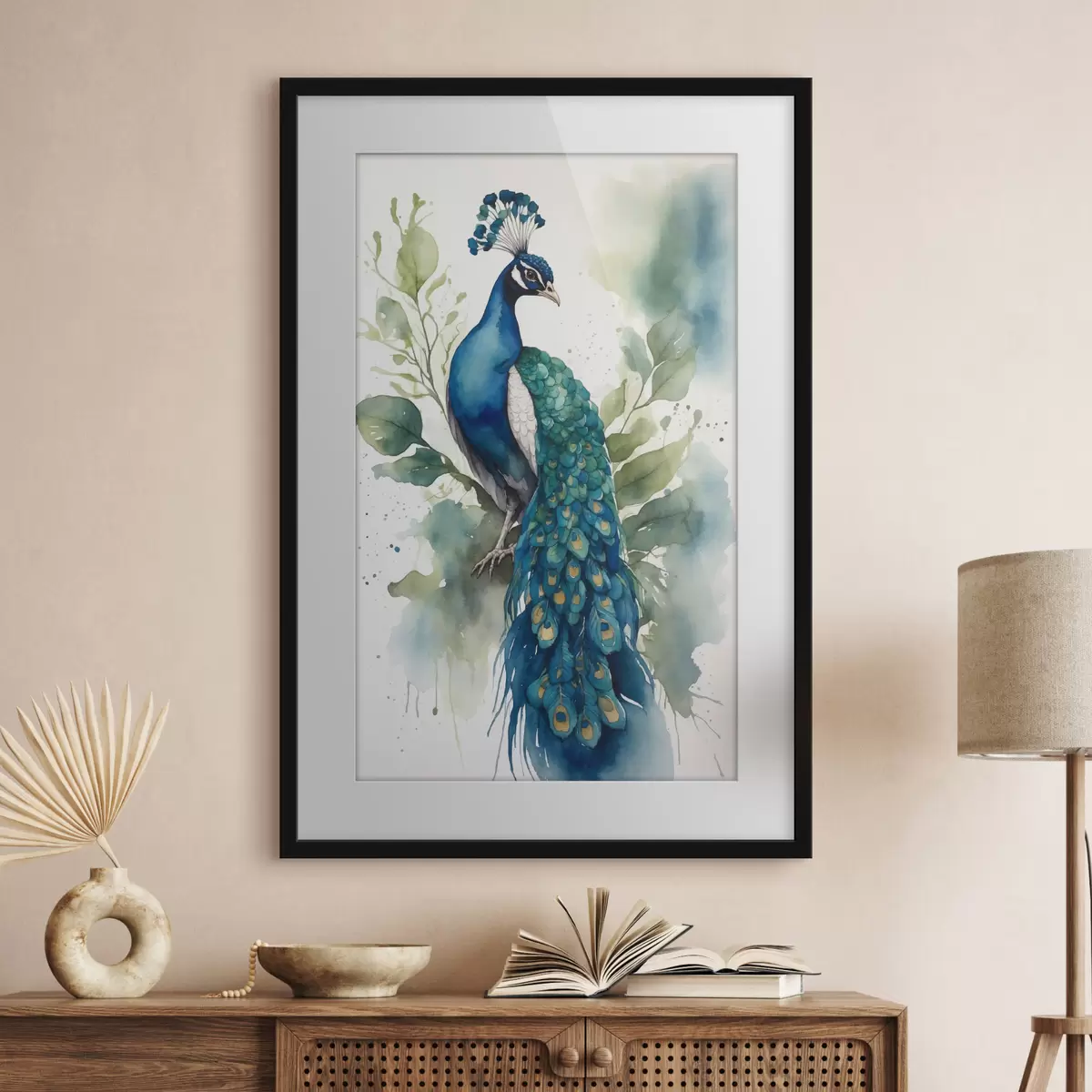 Poster pavo real en acuarela f38189