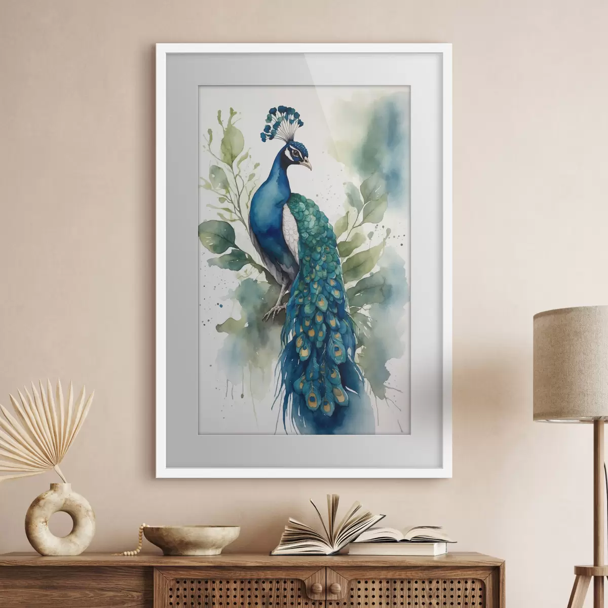 Poster pavo real en acuarela f38189