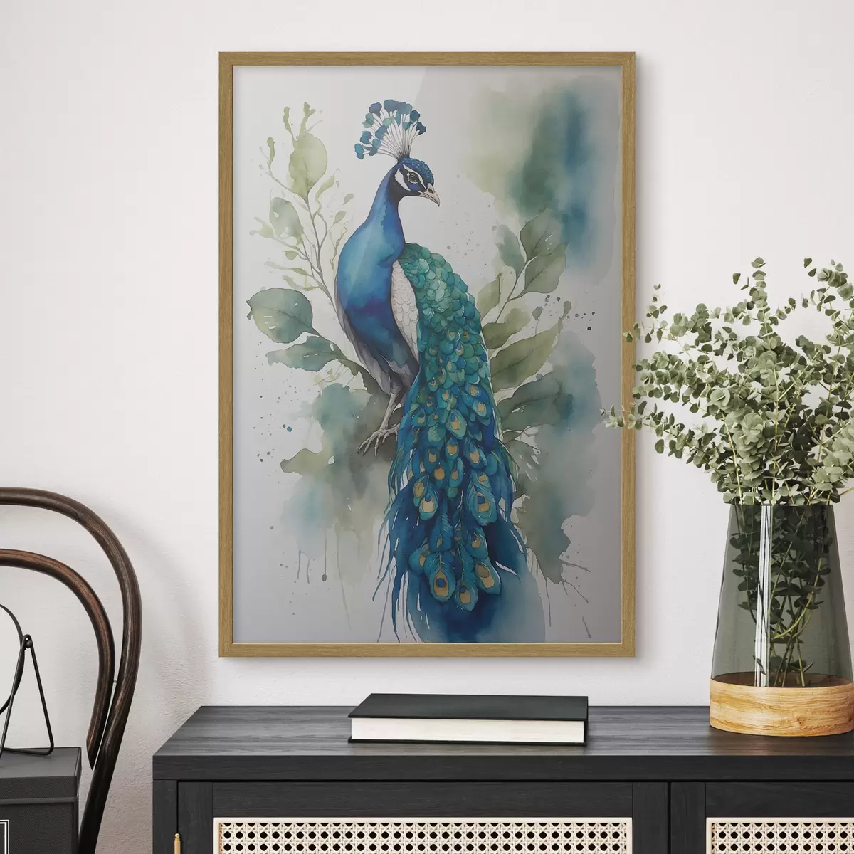 Poster pavo real en acuarela f38189