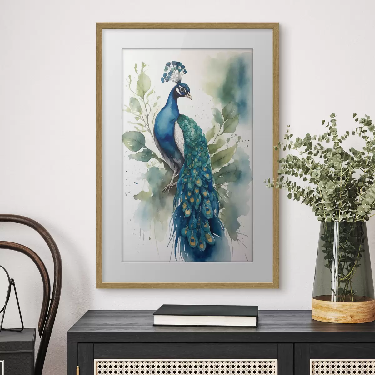 Poster pavo real en acuarela f38189