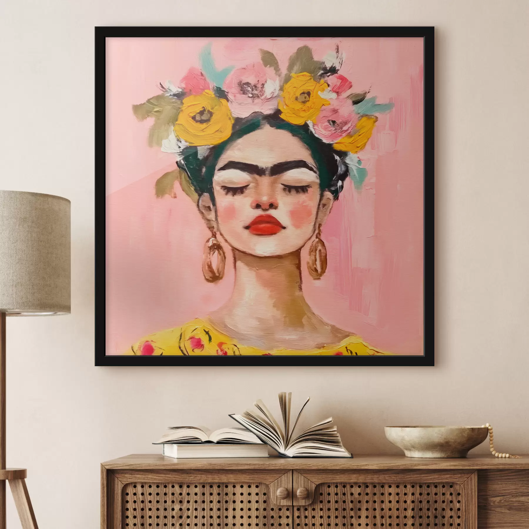 murales de pared Textura con un estampado de Frida Kahlo f38292