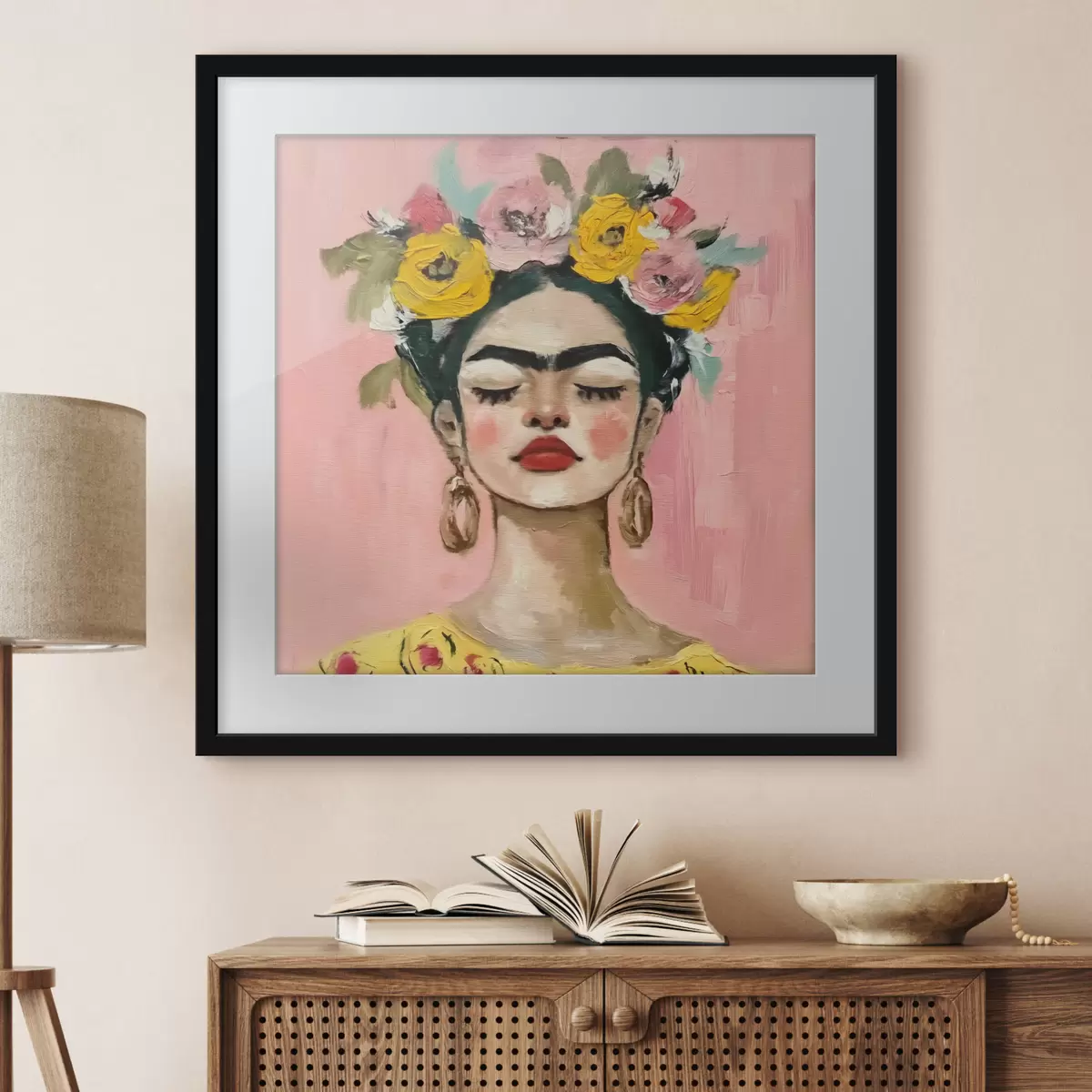 Poster Textura con un estampado de Frida Kahlo f38292