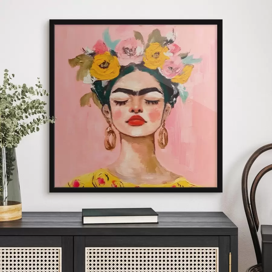 murales de pared Textura con un estampado de Frida Kahlo f38292