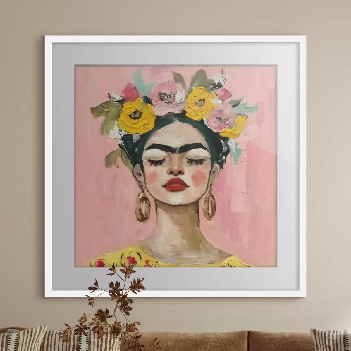 Poster Textura con un estampado de Frida Kahlo f38292