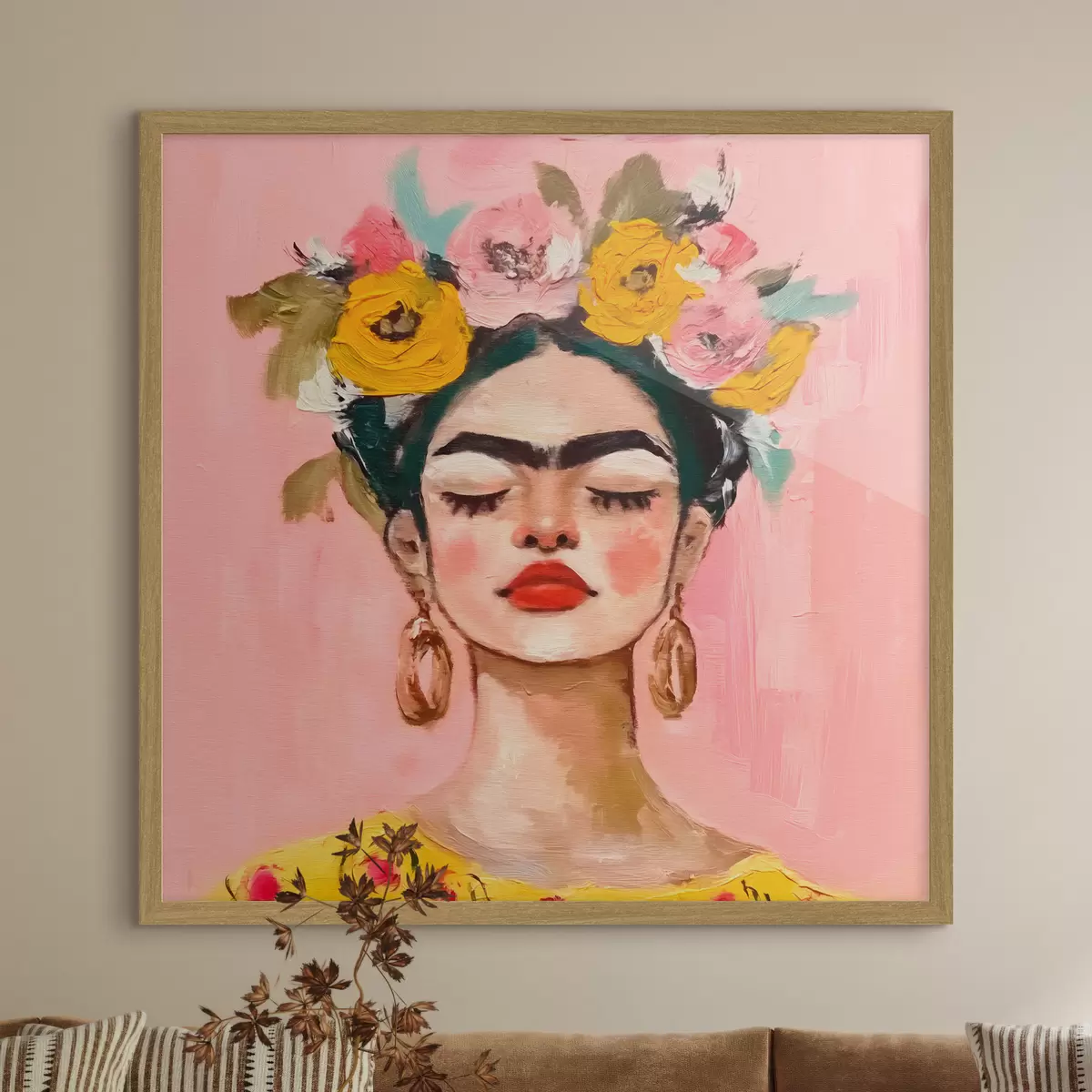 Poster Textura con un estampado de Frida Kahlo f38292