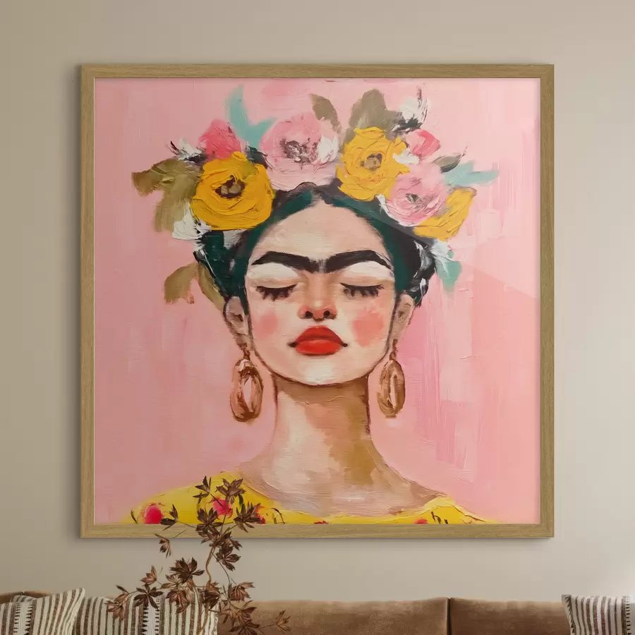 murales de pared Textura con un estampado de Frida Kahlo f38292