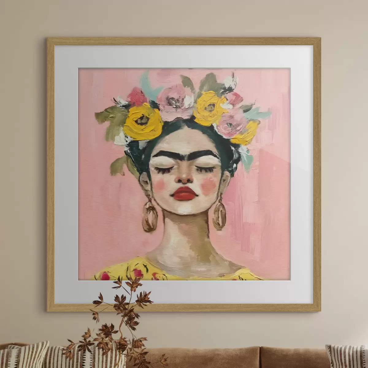 Poster Textura con un estampado de Frida Kahlo f38292