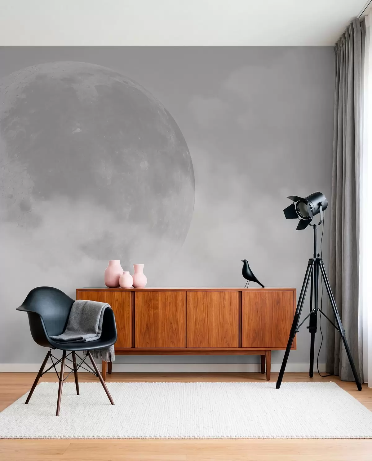 murales de pared Luna en cielo plateado w00548v1