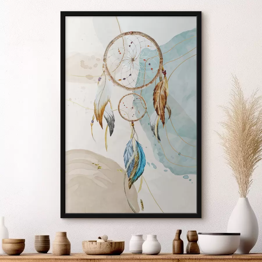 murales de pared acuarela, atrapasueños, plumas, pasteles f38330