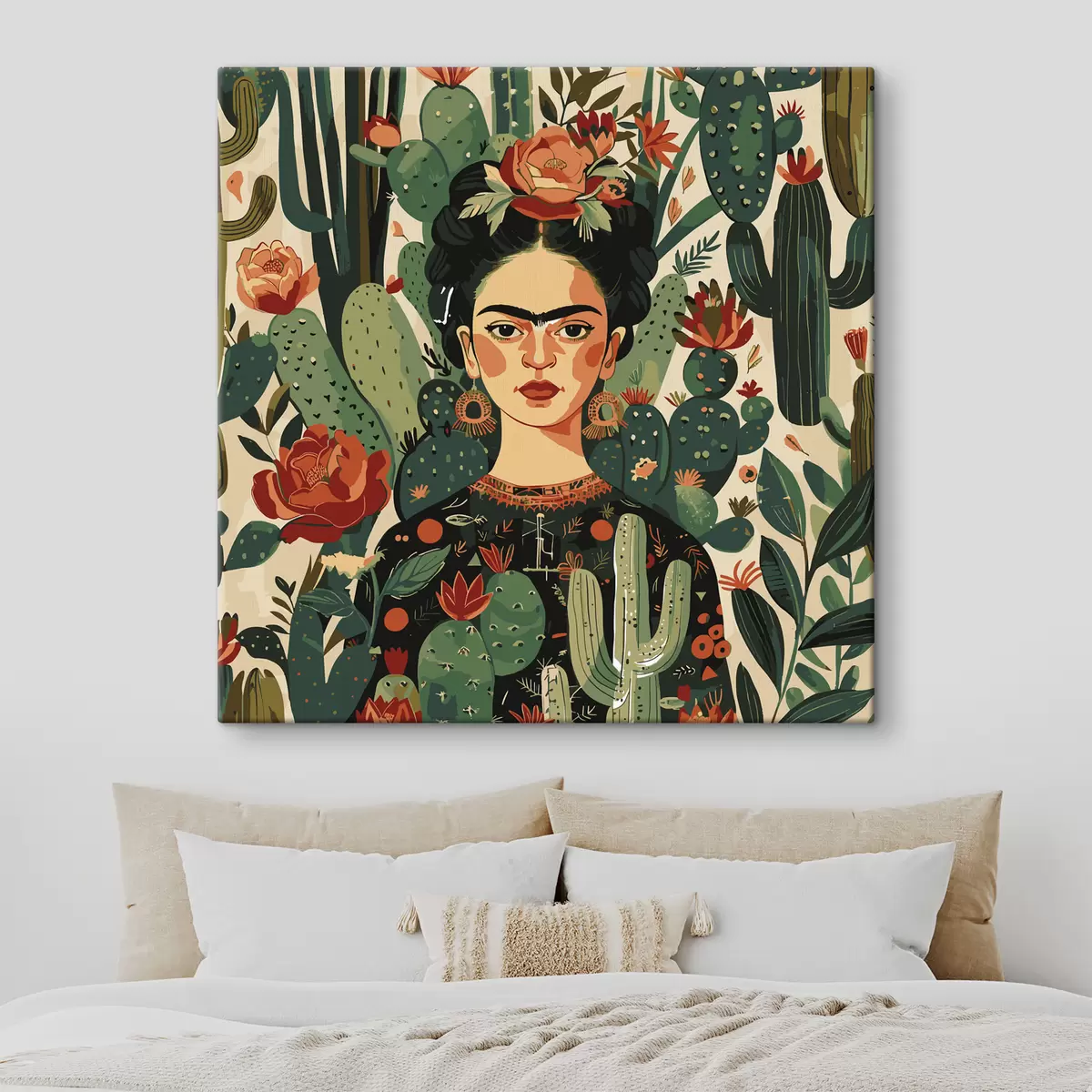 murales de pared Frida estilo verde en cactus s38415