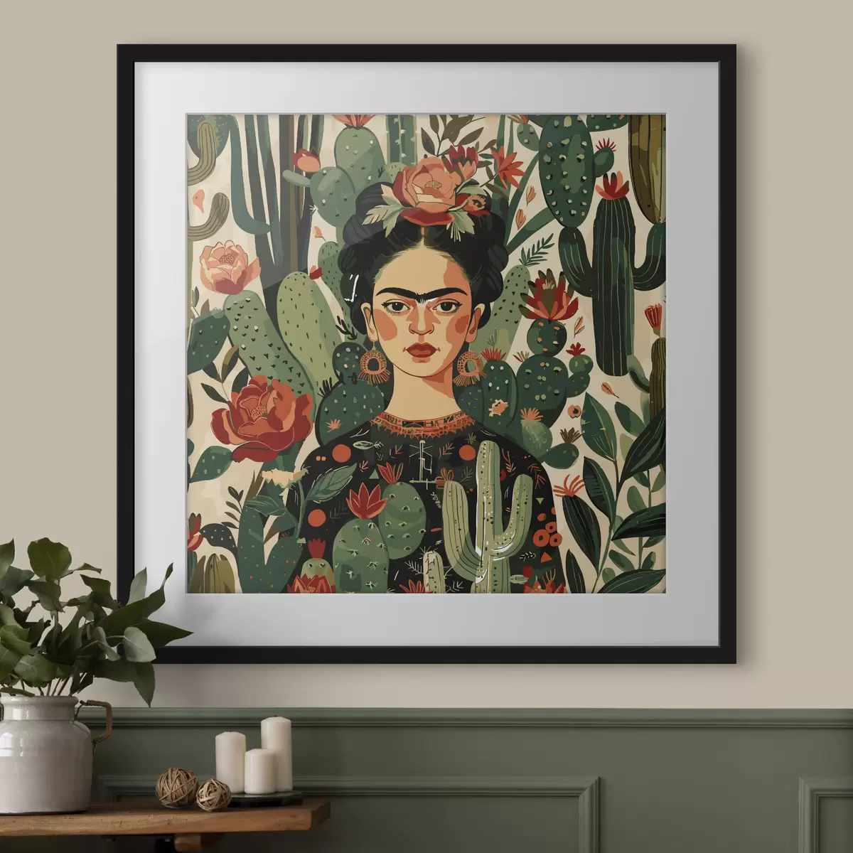 Poster Frida entre cactus f38415