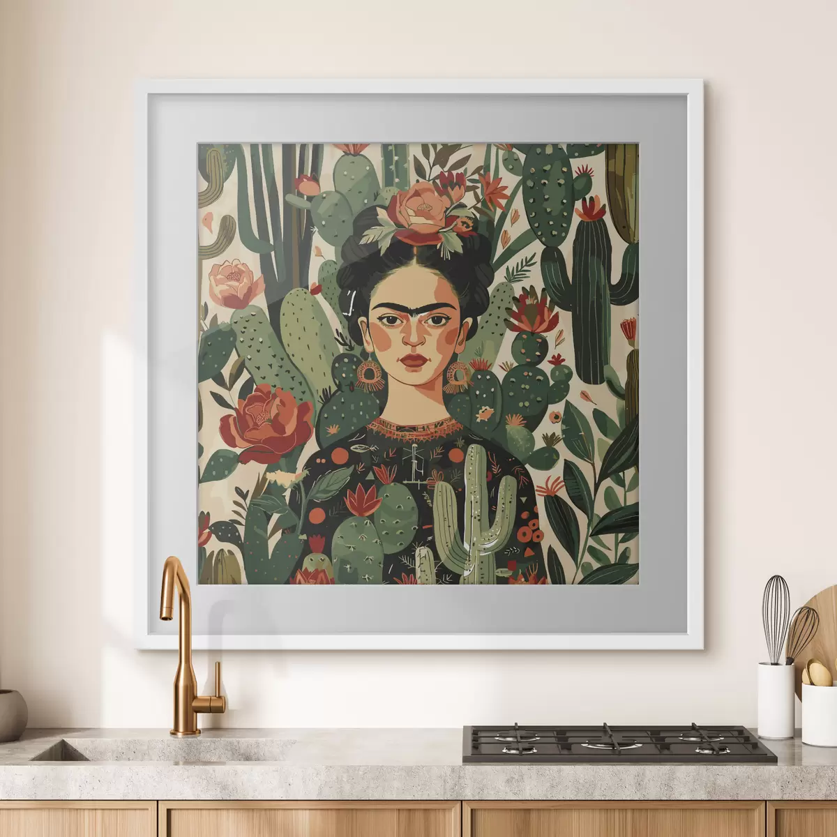 Poster Frida entre cactus f38415