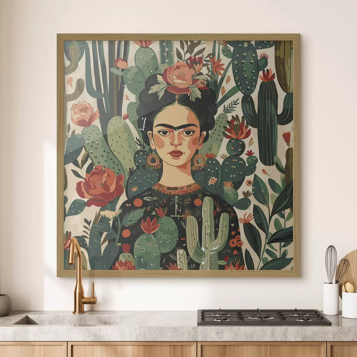 Poster Frida entre cactus f38415