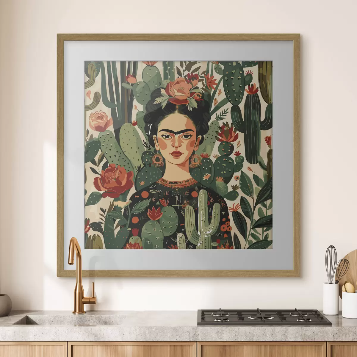 Poster Frida entre cactus f38415