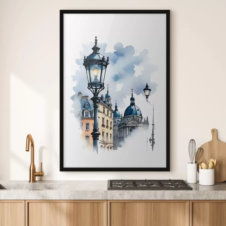 murales de pared Una farola ornamentada con un edificio en forma de cúpula en un día nublado f38364