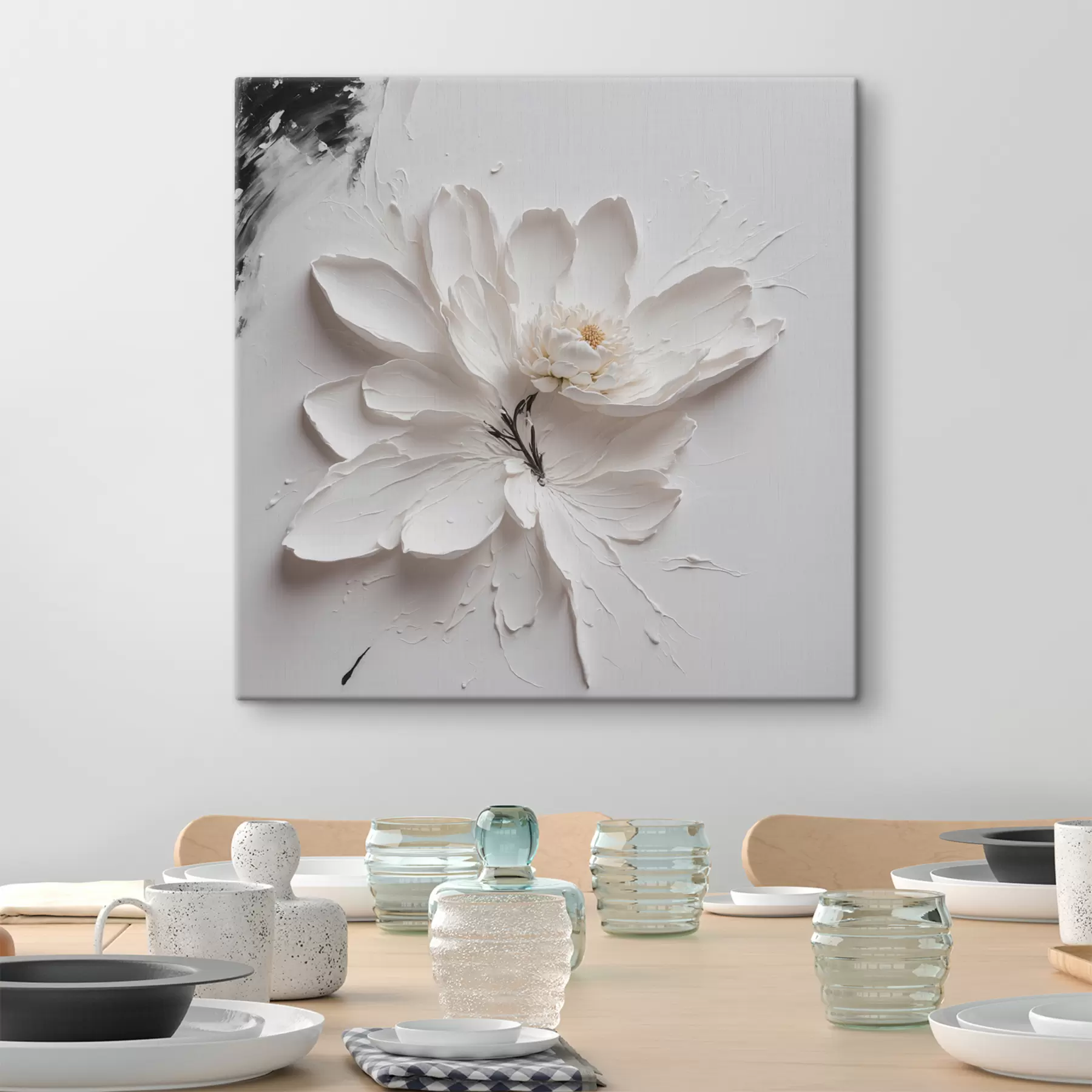 murales de pared Flor blanca al óleo s38303