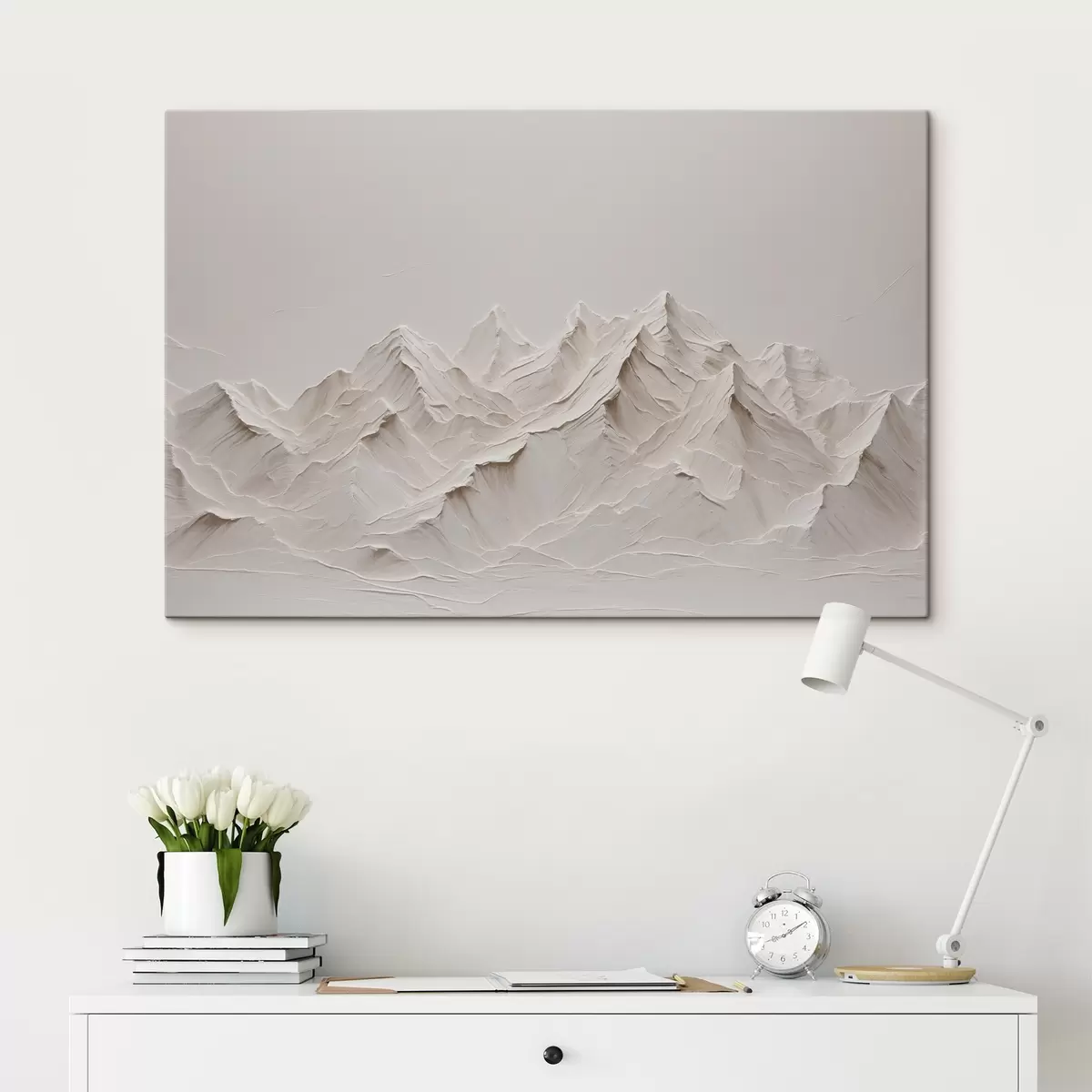 murales de pared Montañas blancas con acrílico. s38306