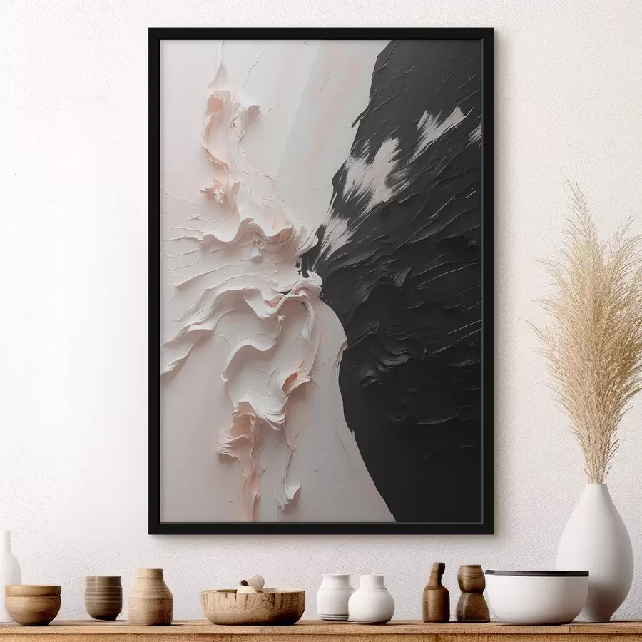 murales de pared Pintura al óleo abstracta en colores blanco y negro. f38300