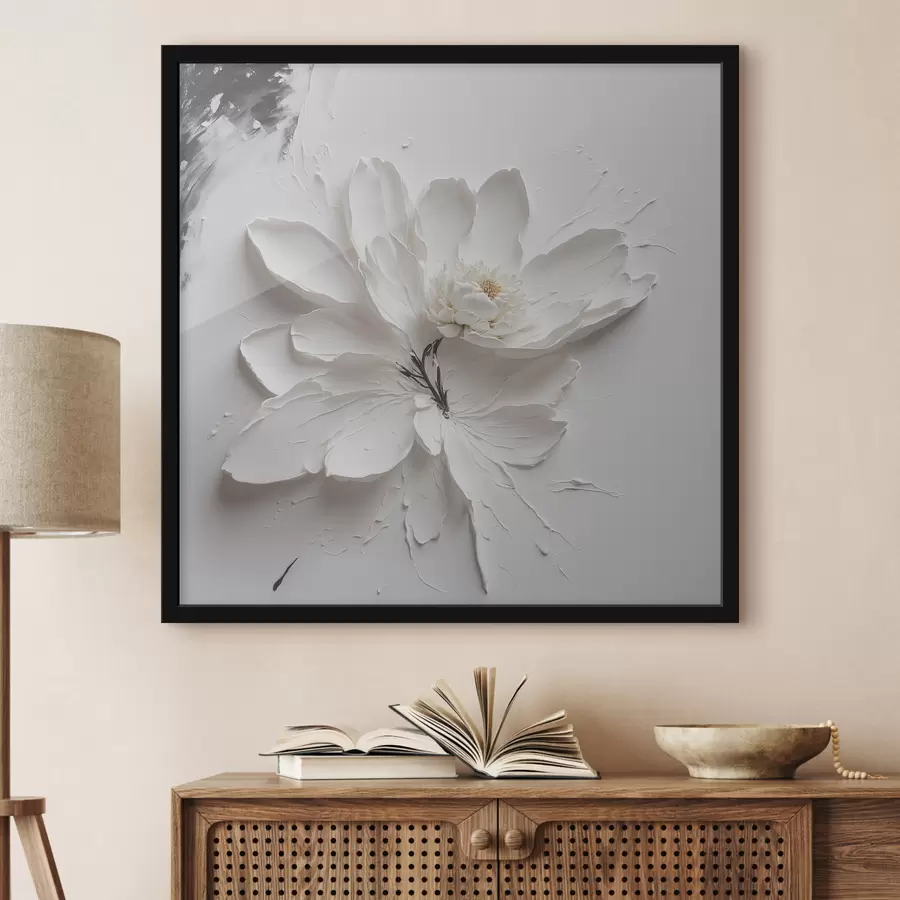 murales de pared Flor blanca al óleo f38303