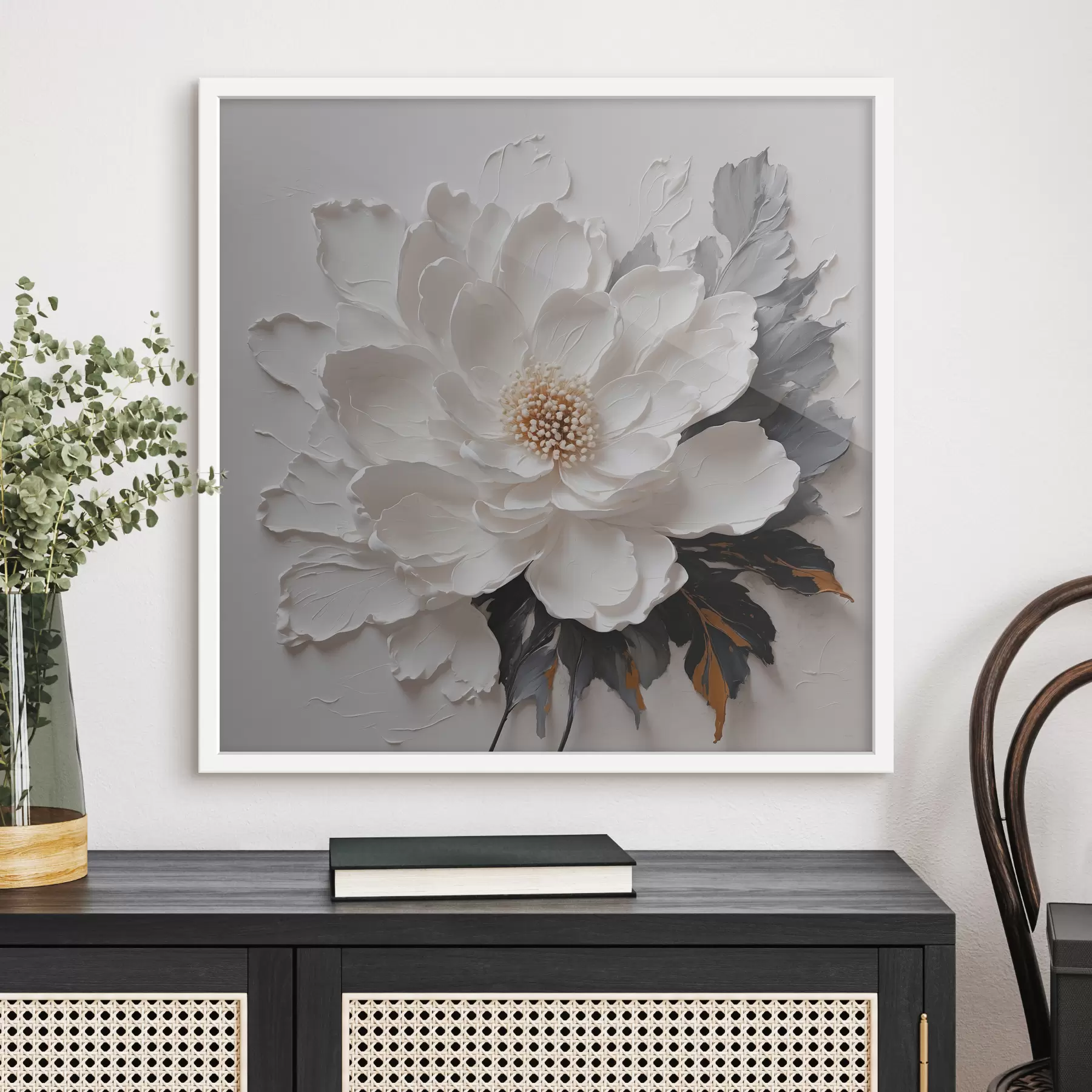 murales de pared Flor blanca sobre fondo de aceite f38304