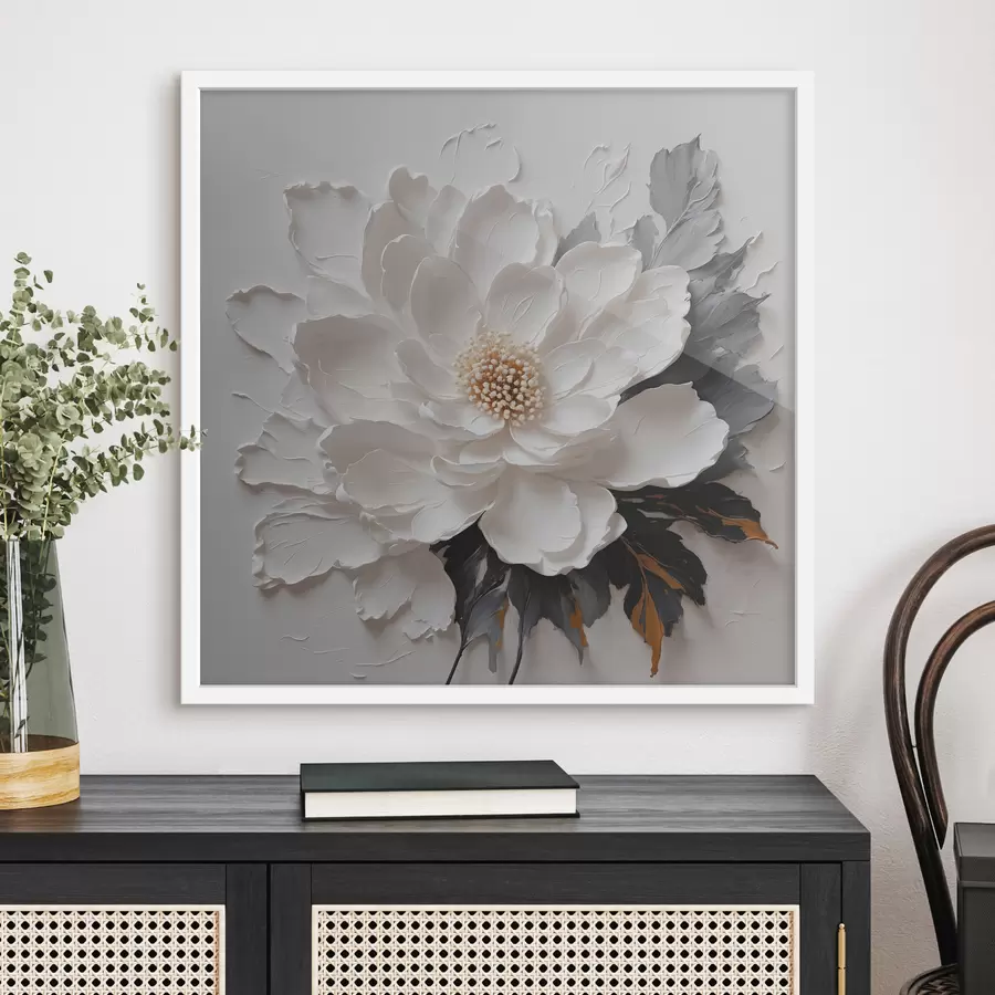 murales de pared Flor blanca sobre fondo de aceite f38304