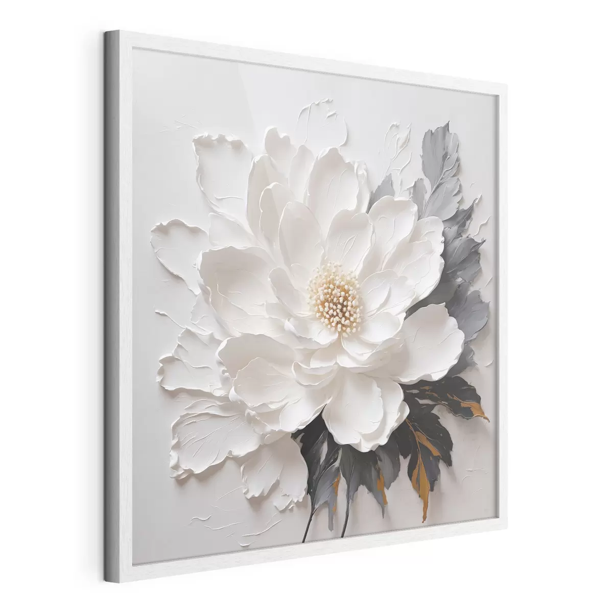 Poster Flor blanca sobre fondo de aceite f38304