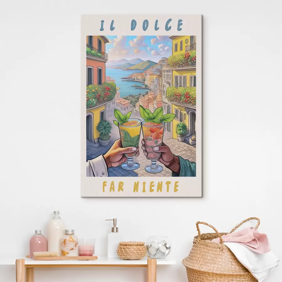 murales de pared Ciudad italiana, costa del mar, cócteles, vocación, arquitectura, verano, acuarela.  s38392