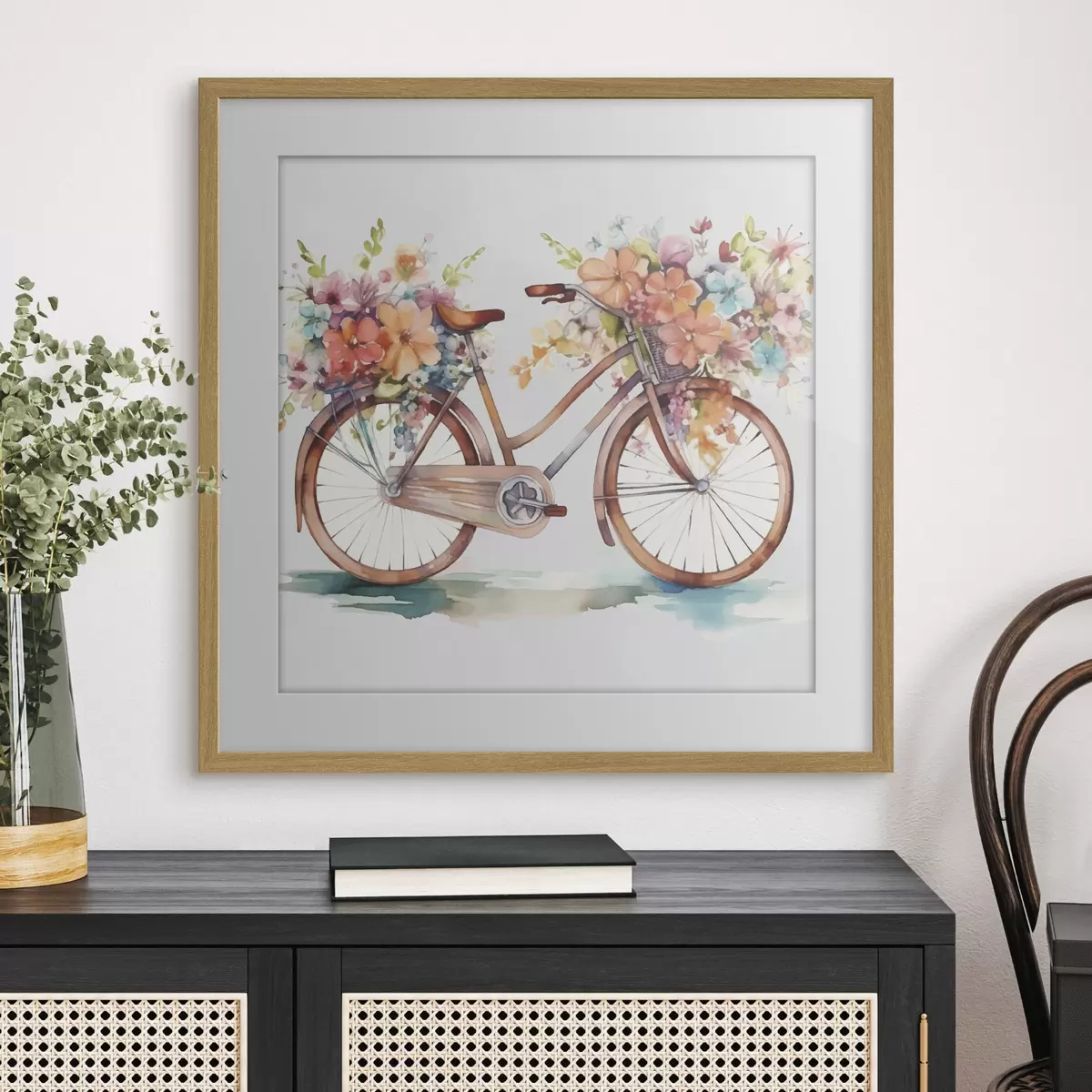 Poster bicicleta de colores vivos, pintura de acuarela f38447