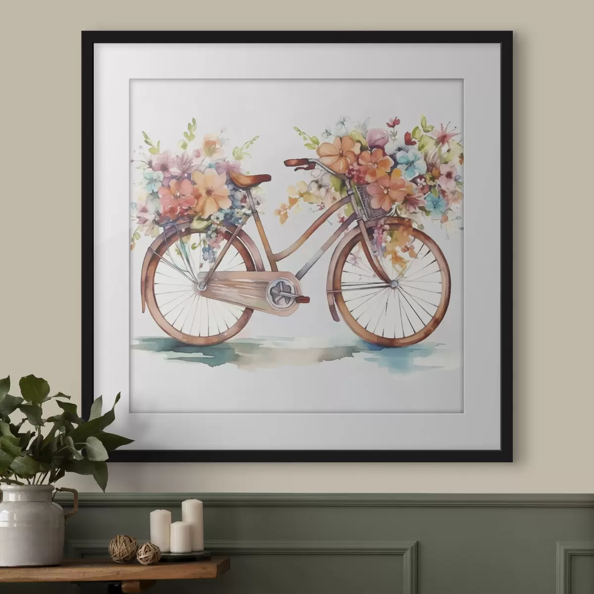 Poster bicicleta de colores vivos, pintura de acuarela f38447