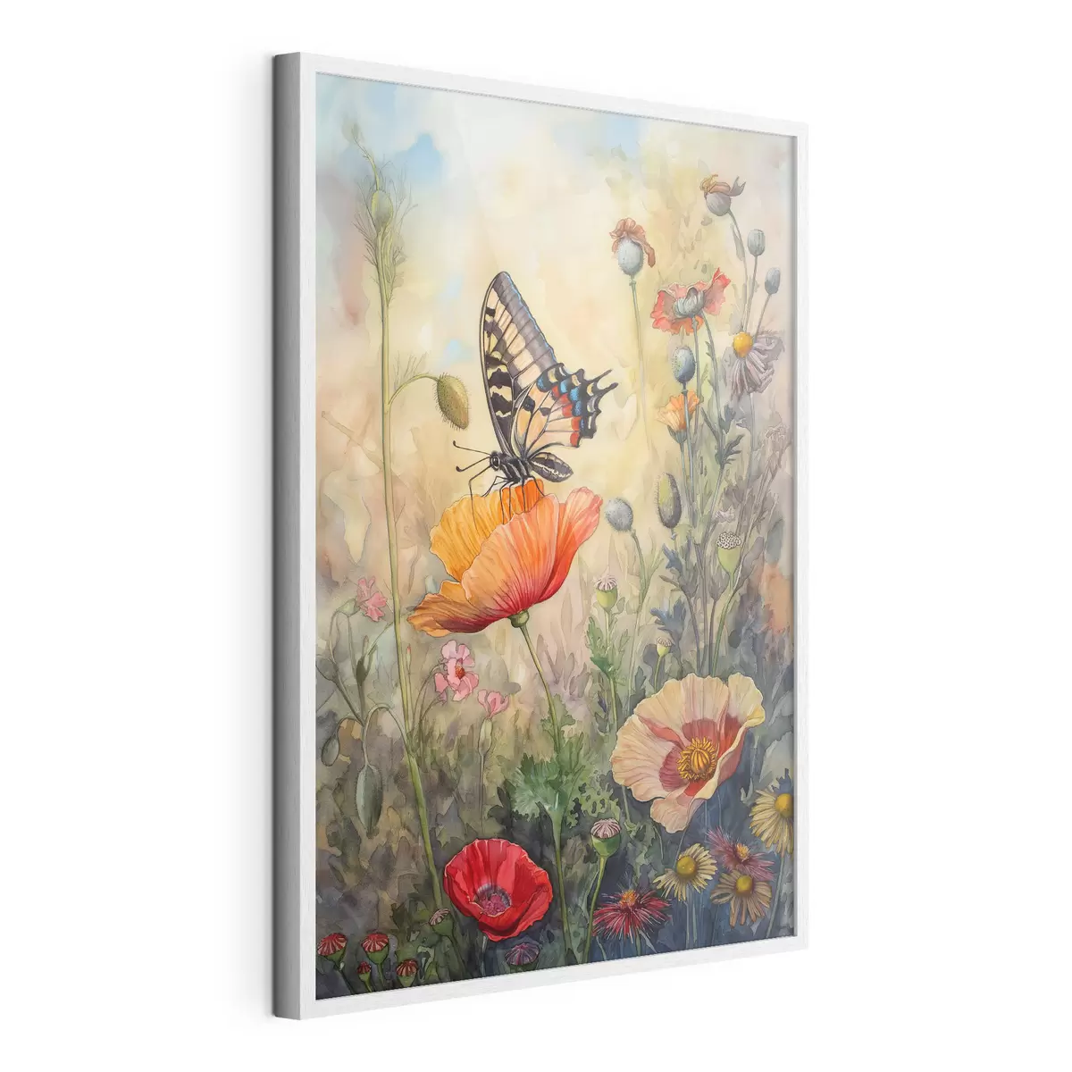 Poster Campo de amapolas y mariposas f38520